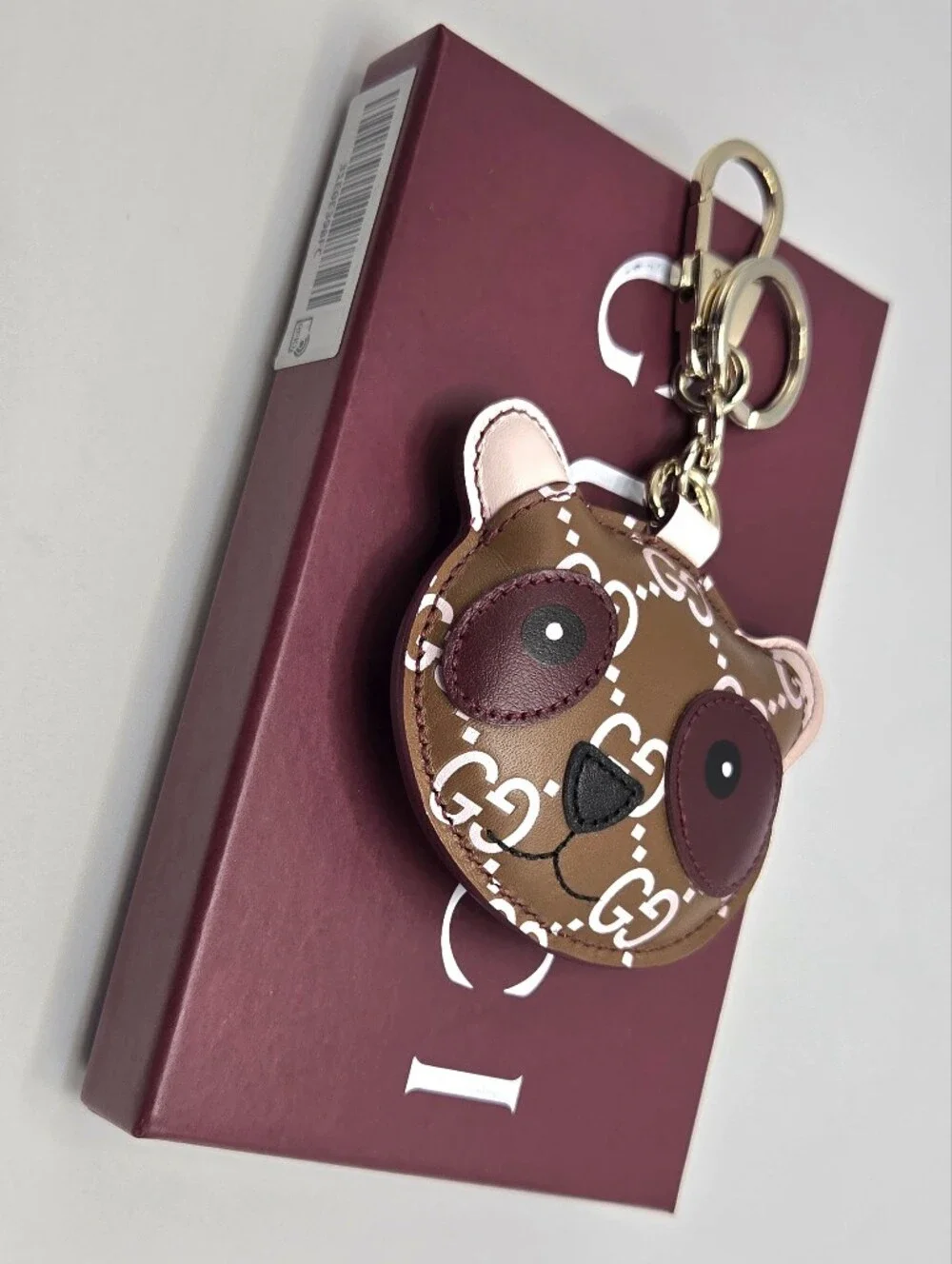 #178 - Gucci Accessory  Panda Shape 821890 Leather Bag/Key Charm - NWT